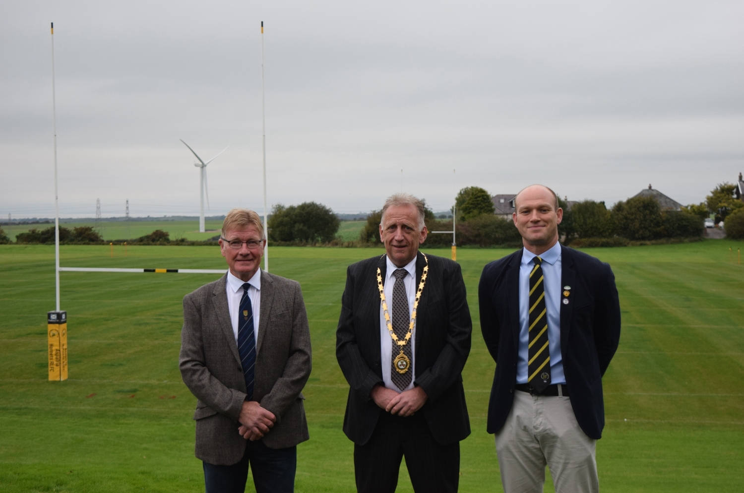 RFL Vice President Mike Smith joins Aspatria Hornets celebrations